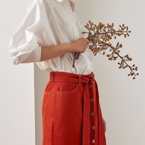 NWT, Red Brick Skirt Size L, Kowtow brand, $125
